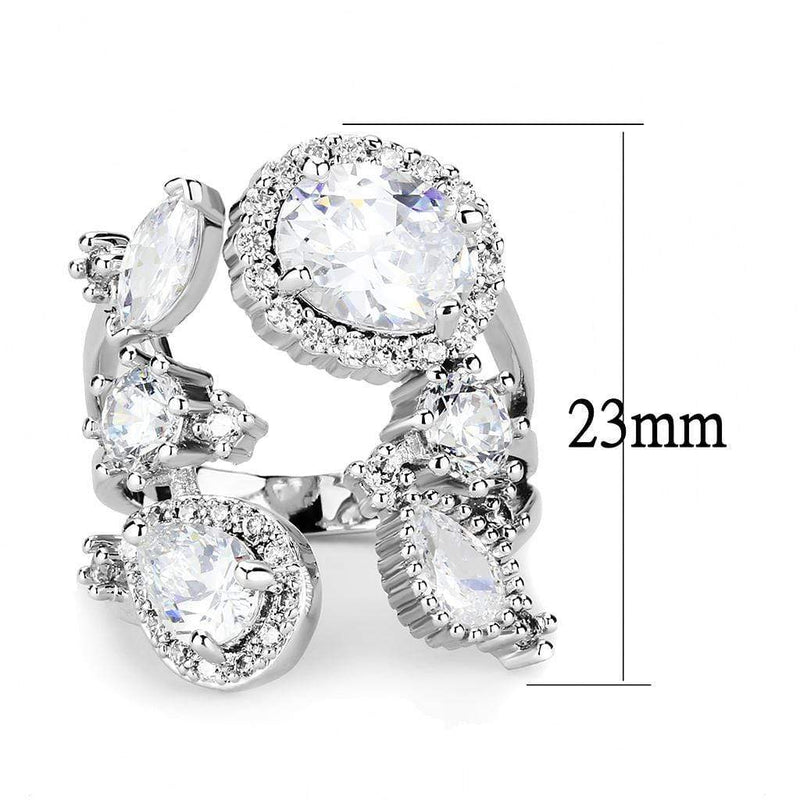 Simple Rings 3W1454 Rhodium Brass Ring with AAA Grade CZ