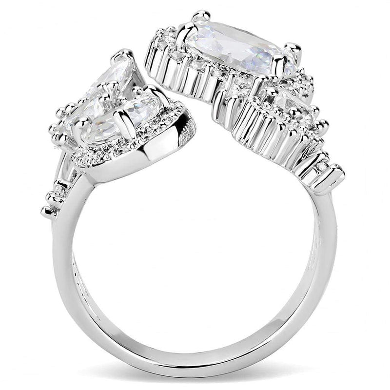 Simple Rings 3W1454 Rhodium Brass Ring with AAA Grade CZ