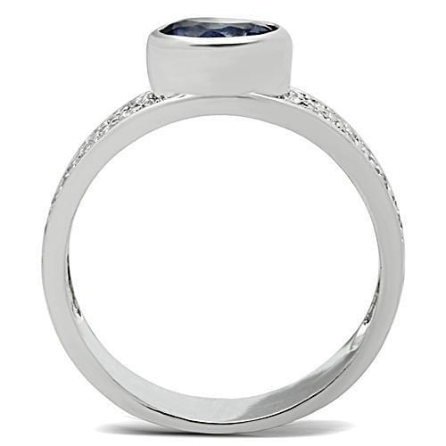 Simple Rings 3W146 Rhodium Brass Ring with Synthetic in Light Sapphire