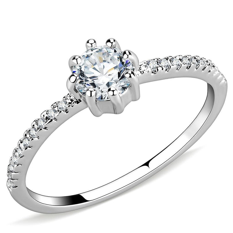 Simple Rings 3W1460 Rhodium Brass Ring with AAA Grade CZ