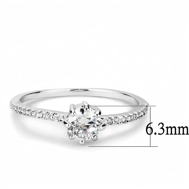 Simple Rings 3W1460 Rhodium Brass Ring with AAA Grade CZ