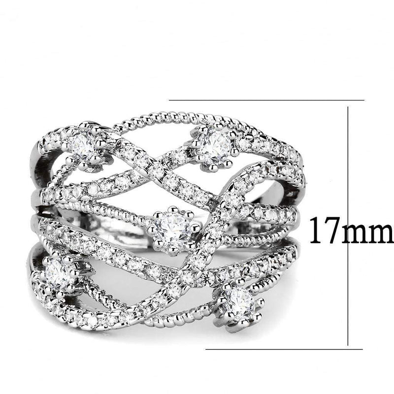 Simple Rings 3W1463 Rhodium Brass Ring with AAA Grade CZ