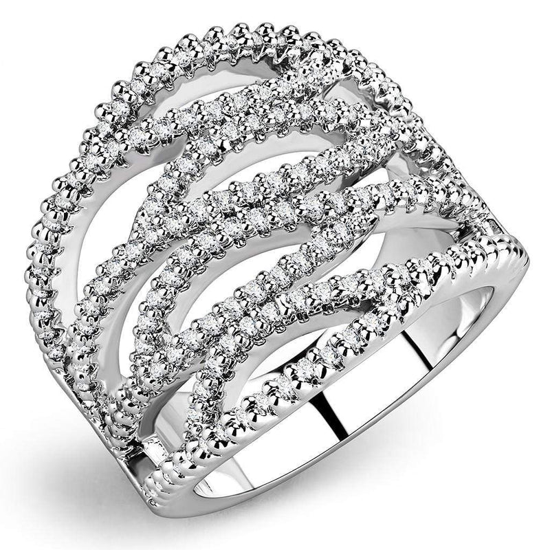 Simple Rings 3W1465 Rhodium Brass Ring with AAA Grade CZ