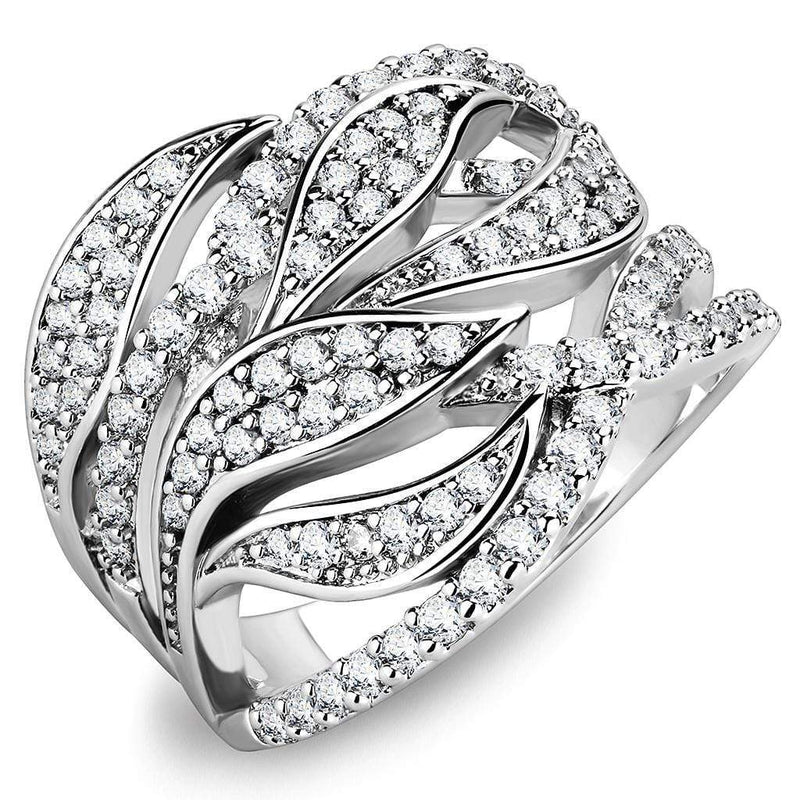 Simple Rings 3W1466 Rhodium Brass Ring with AAA Grade CZ