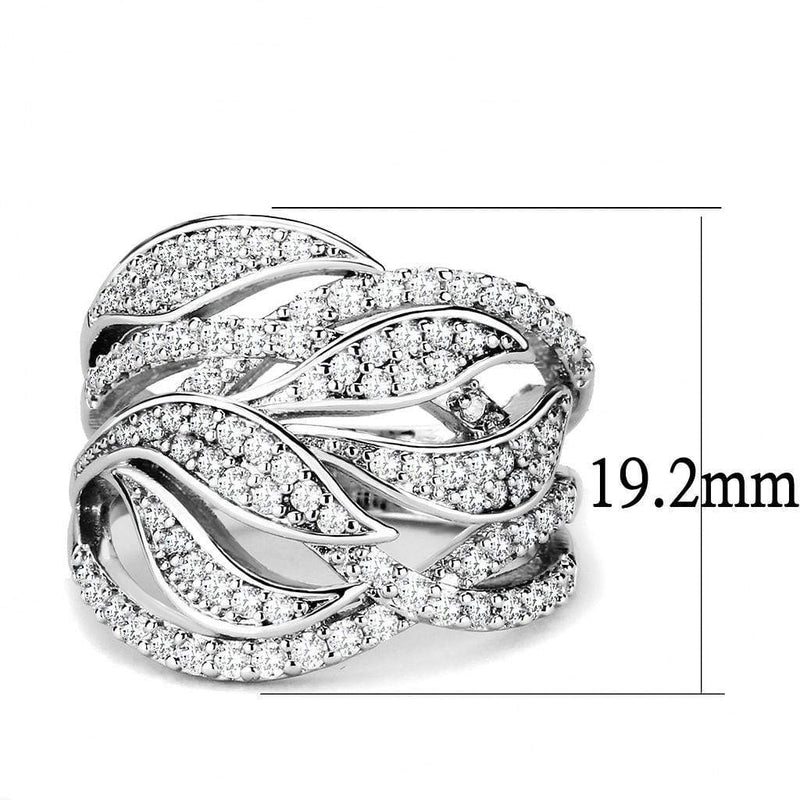 Simple Rings 3W1466 Rhodium Brass Ring with AAA Grade CZ