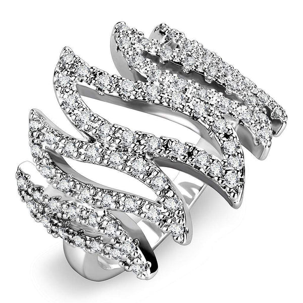 Simple Rings 3W1467 Rhodium Brass Ring with AAA Grade CZ