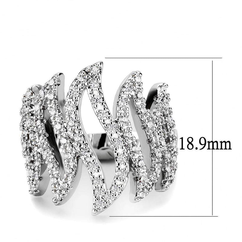 Simple Rings 3W1467 Rhodium Brass Ring with AAA Grade CZ