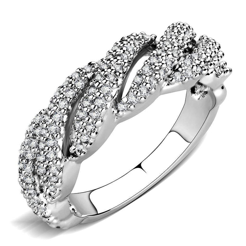 Simple Rings 3W1468 Rhodium Brass Ring with AAA Grade CZ