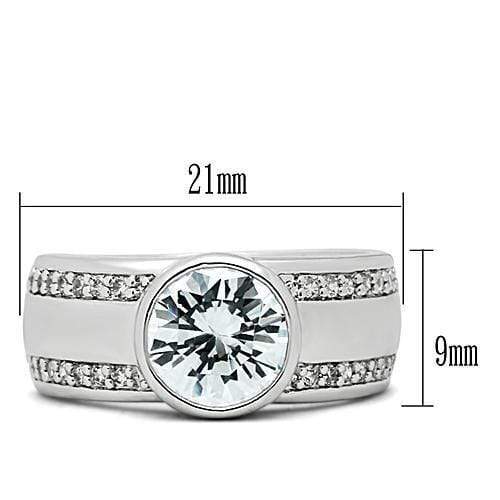 Simple Rings 3W147 Rhodium Brass Ring with AAA Grade CZ