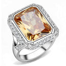 Simple Rings 3W1471 Rhodium Brass Ring with AAA Grade CZ in Champagne