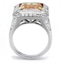 Simple Rings 3W1471 Rhodium Brass Ring with AAA Grade CZ in Champagne