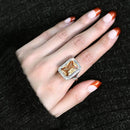 Simple Rings 3W1471 Rhodium Brass Ring with AAA Grade CZ in Champagne