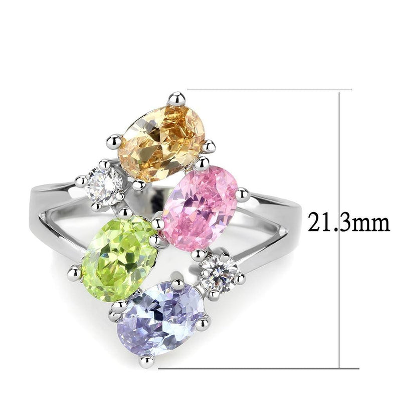 Simple Rings 3W1474 Rhodium Brass Ring with AAA Grade CZ