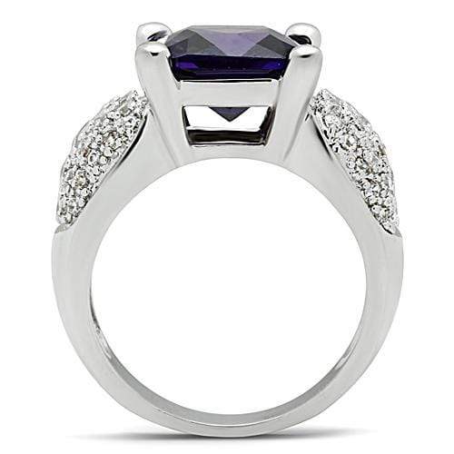 Simple Rings 3W148 Rhodium Brass Ring with AAA Grade CZ in Amethyst