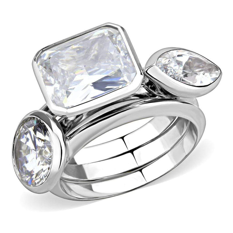 Simple Rings 3W1486 Rhodium Brass Ring with AAA Grade CZ