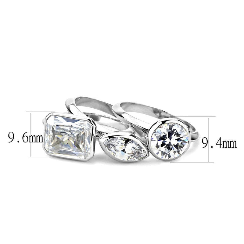 Simple Rings 3W1486 Rhodium Brass Ring with AAA Grade CZ