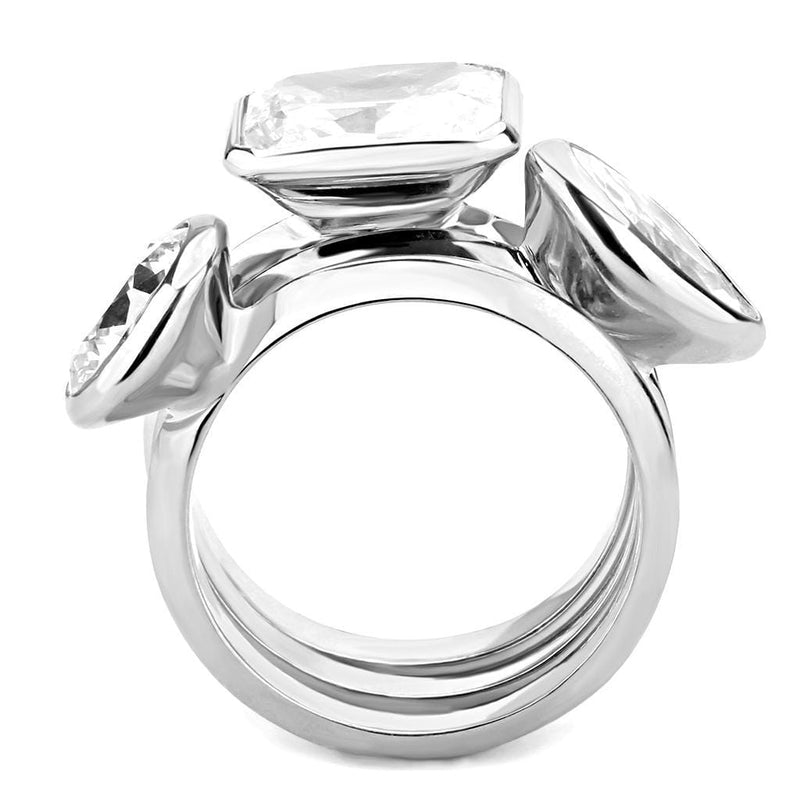 Simple Rings 3W1486 Rhodium Brass Ring with AAA Grade CZ