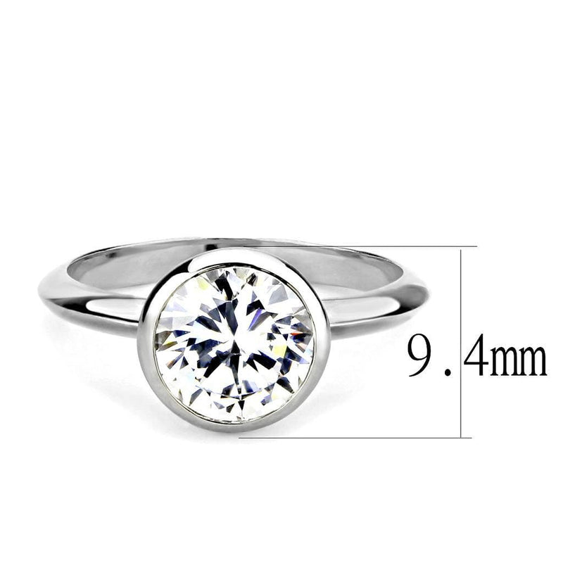 Simple Rings 3W1487 Rhodium Brass Ring with AAA Grade CZ