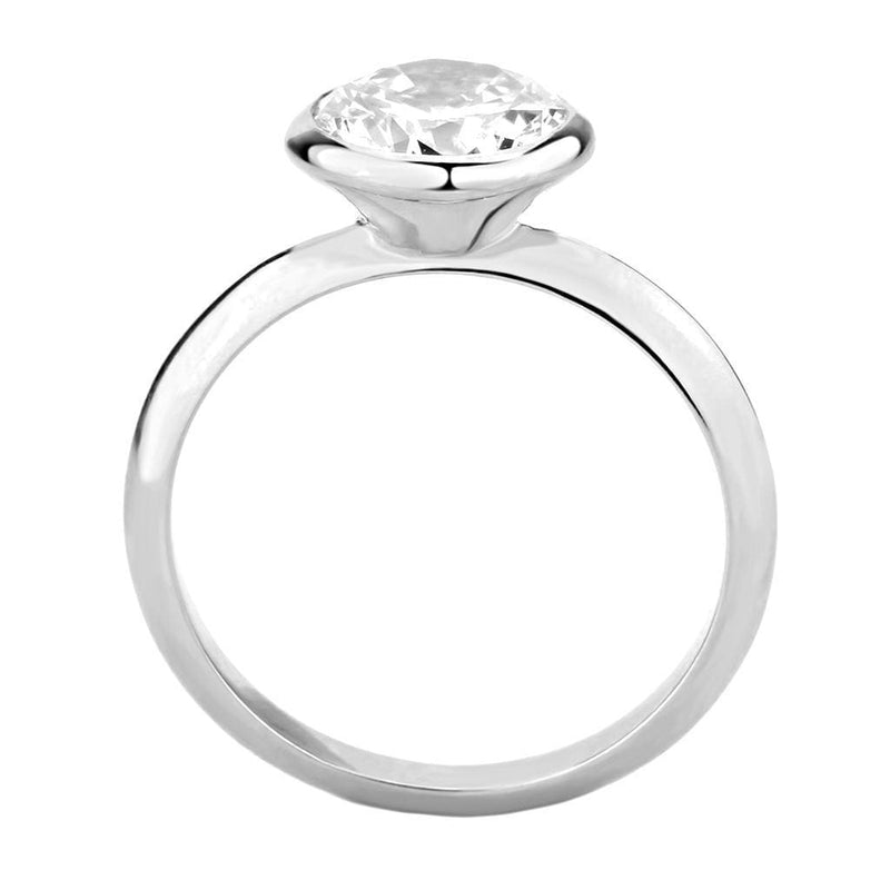 Simple Rings 3W1487 Rhodium Brass Ring with AAA Grade CZ