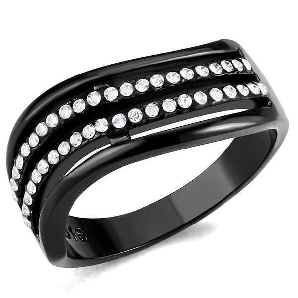 Smart Ring DA126 Black - Stainless Steel Ring with AAA Grade CZ