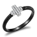 Smart Ring DA127 Two-Tone Black - Stainless Steel Ring with AAA Grade CZ