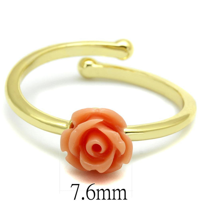 Silver Jewelry Rings Solid Gold Ring LO4059 Flash Gold Brass Ring with Synthetic in Light Peach Alamode Fashion Jewelry Outlet