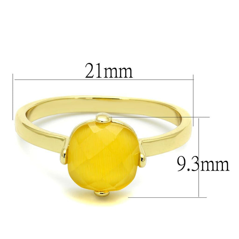 Silver Jewelry Rings Solid Gold Ring LO4074 Flash Gold Brass Ring with Synthetic in Topaz Alamode Fashion Jewelry Outlet