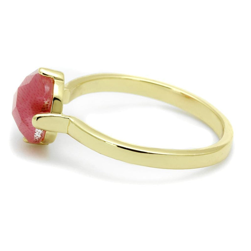 Silver Jewelry Rings Solid Gold Ring LO4075 Flash Gold Brass Ring with Synthetic in Rose Alamode Fashion Jewelry Outlet