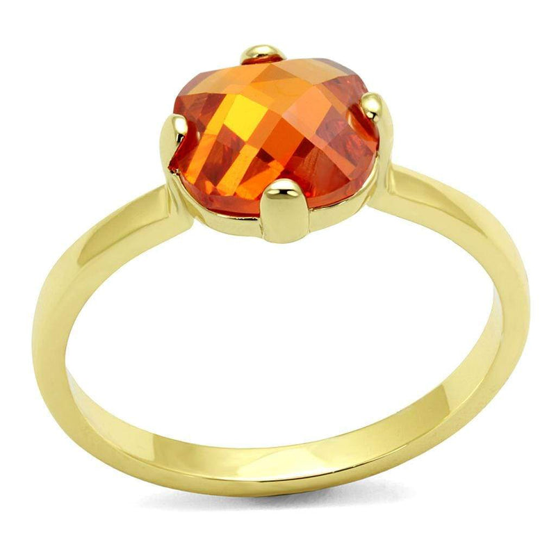Silver Jewelry Rings Solid Gold Ring LO4079 Flash Gold Brass Ring with AAA Grade CZ in Orange Alamode Fashion Jewelry Outlet