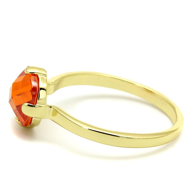 Silver Jewelry Rings Solid Gold Ring LO4079 Flash Gold Brass Ring with AAA Grade CZ in Orange Alamode Fashion Jewelry Outlet