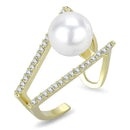 Silver Jewelry Rings Solid Gold Ring LO4246 Flash Gold Brass Ring with Synthetic in White Alamode Fashion Jewelry Outlet