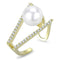 Silver Jewelry Rings Solid Gold Ring LO4246 Flash Gold Brass Ring with Synthetic in White Alamode Fashion Jewelry Outlet