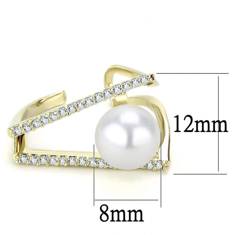 Silver Jewelry Rings Solid Gold Ring LO4246 Flash Gold Brass Ring with Synthetic in White Alamode Fashion Jewelry Outlet