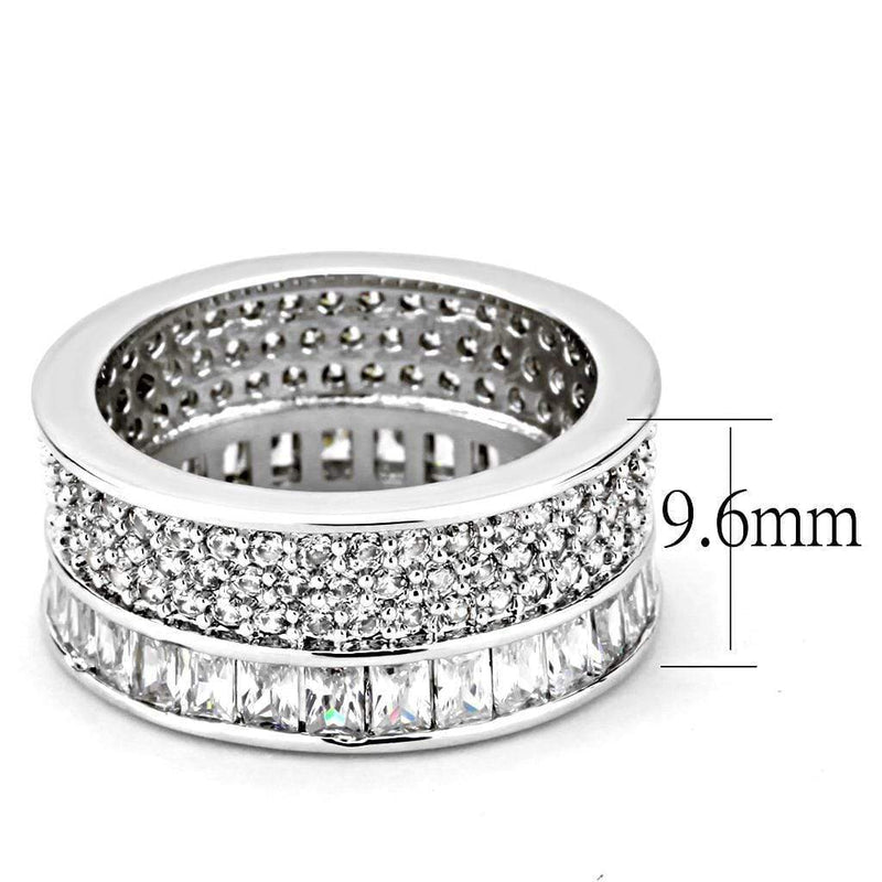 Stainless Steel Rings 3W1520 Rhodium Stainless Steel Ring with CZ