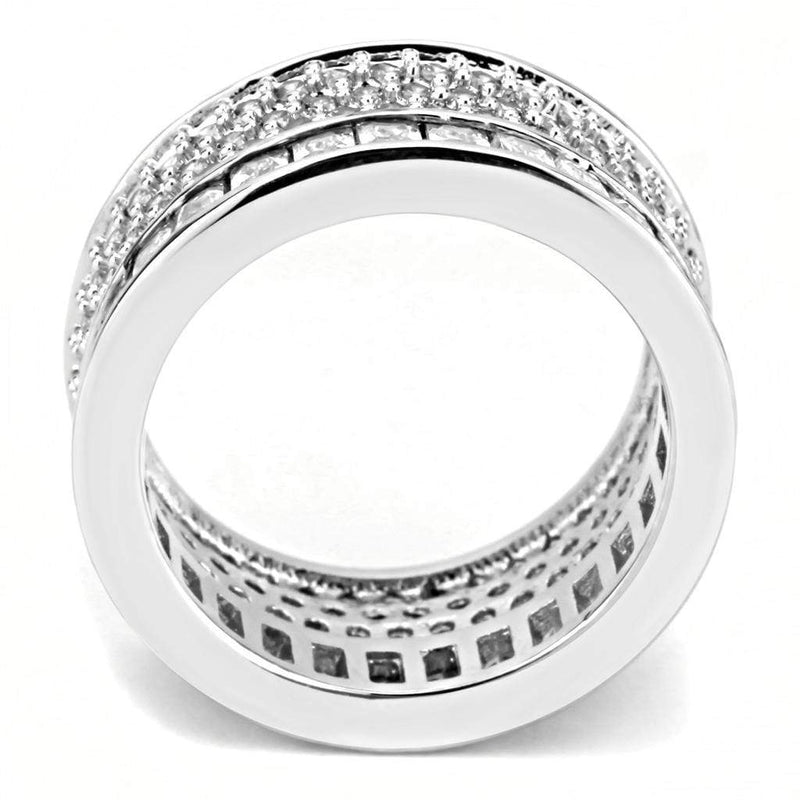 Stainless Steel Rings 3W1520 Rhodium Stainless Steel Ring with CZ