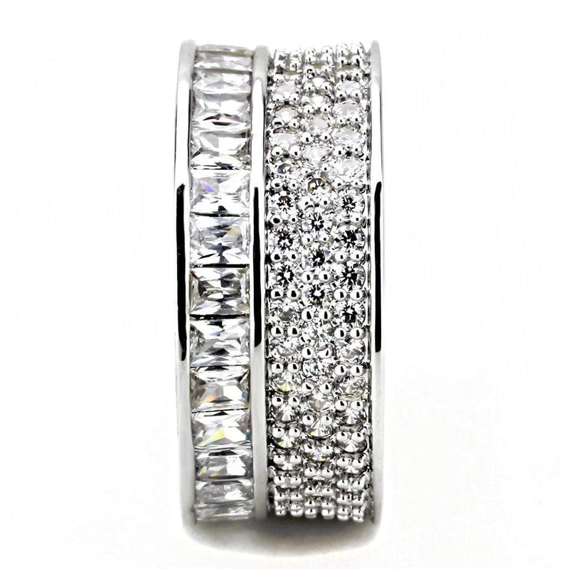 Stainless Steel Rings 3W1520 Rhodium Stainless Steel Ring with CZ