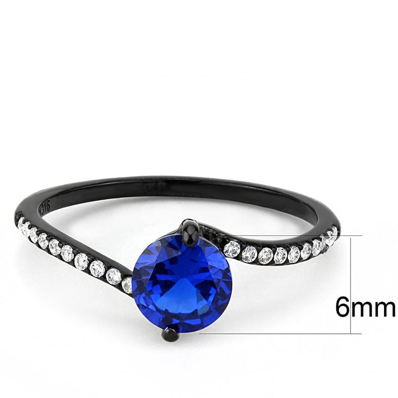 Silver Jewelry Rings Stainless Steel Rings DA012 Black - Stainless Steel Ring in London Blue Alamode Fashion Jewelry Outlet