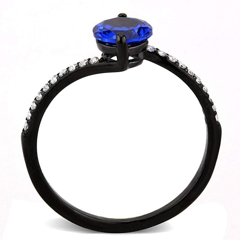 Silver Jewelry Rings Stainless Steel Rings DA012 Black - Stainless Steel Ring in London Blue Alamode Fashion Jewelry Outlet