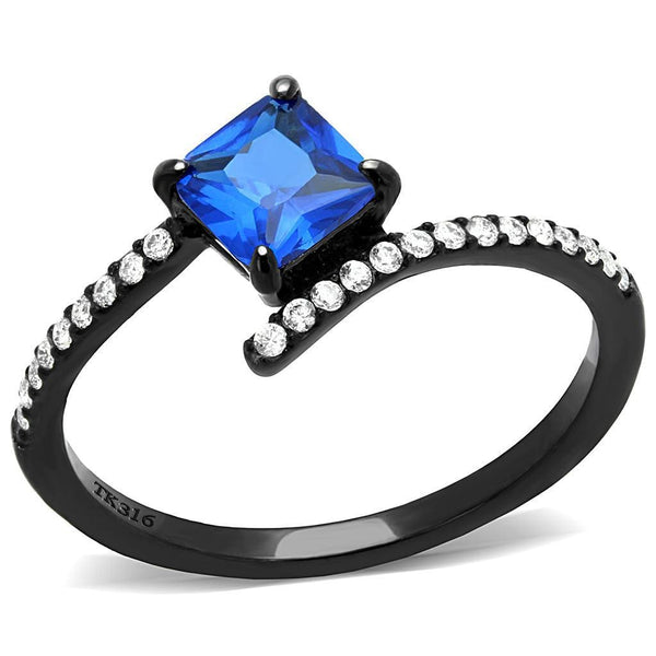 Silver Jewelry Rings Stainless Steel Rings DA016 Black - Stainless Steel Ring in London Blue Alamode Fashion Jewelry Outlet