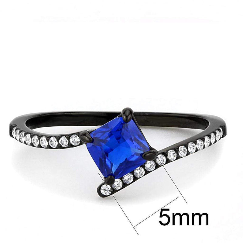 Silver Jewelry Rings Stainless Steel Rings DA016 Black - Stainless Steel Ring in London Blue Alamode Fashion Jewelry Outlet