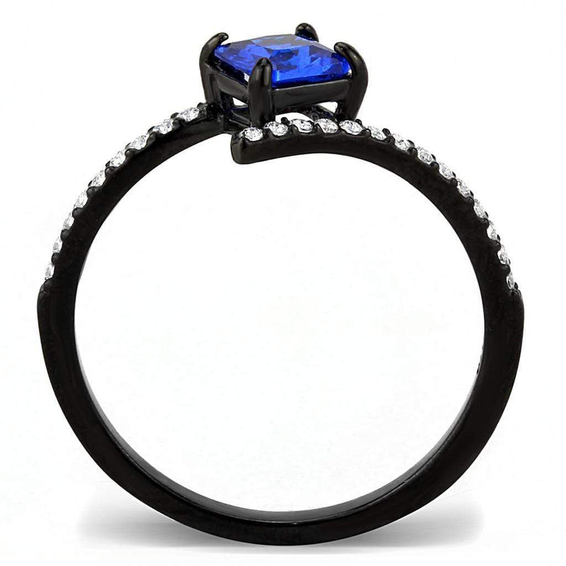 Silver Jewelry Rings Stainless Steel Rings DA016 Black - Stainless Steel Ring in London Blue Alamode Fashion Jewelry Outlet