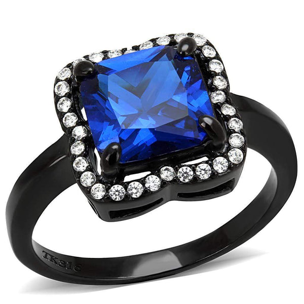 Silver Jewelry Rings Stainless Steel Rings DA027 Black - Stainless Steel Ring in London Blue Alamode Fashion Jewelry Outlet