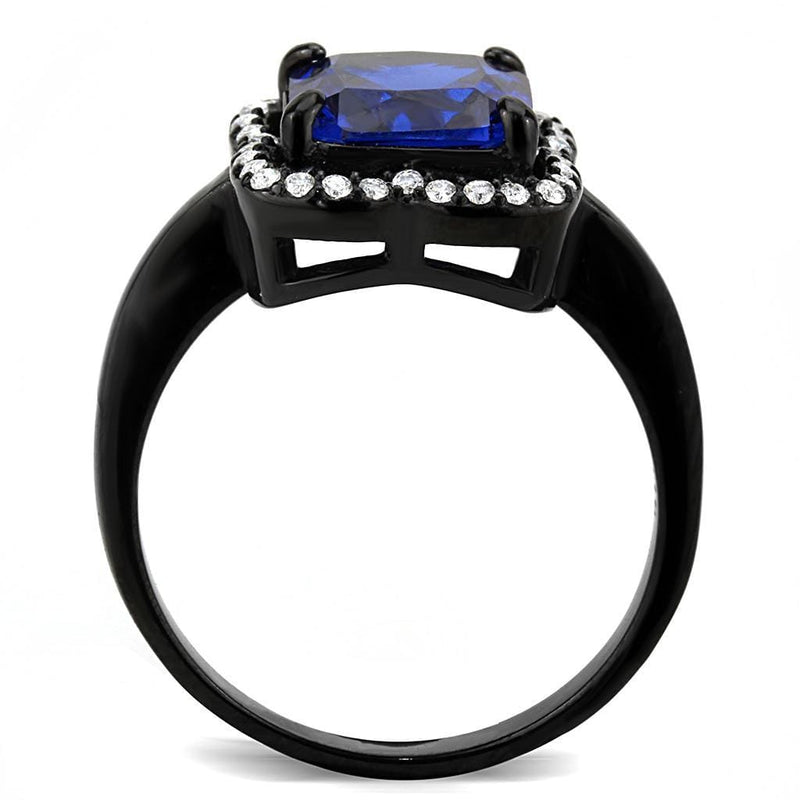 Silver Jewelry Rings Stainless Steel Rings DA027 Black - Stainless Steel Ring in London Blue Alamode Fashion Jewelry Outlet