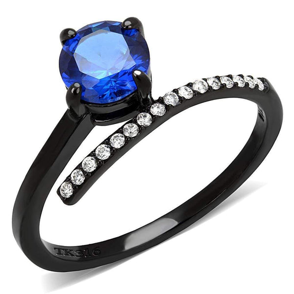 Silver Jewelry Rings Stainless Steel Rings DA038 Black - Stainless Steel Ring in London Blue Alamode Fashion Jewelry Outlet