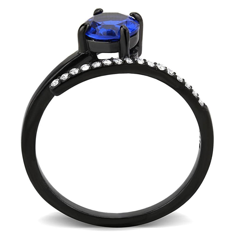 Silver Jewelry Rings Stainless Steel Rings DA038 Black - Stainless Steel Ring in London Blue Alamode Fashion Jewelry Outlet