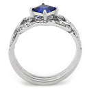 Silver Jewelry Rings Stainless Steel Rings DA272 Stainless Steel Ring with Synthetic in London Blue Alamode Fashion Jewelry Outlet