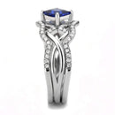 Silver Jewelry Rings Stainless Steel Rings DA272 Stainless Steel Ring with Synthetic in London Blue Alamode Fashion Jewelry Outlet