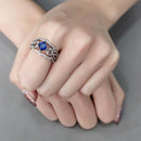 Silver Jewelry Rings Stainless Steel Rings DA272 Stainless Steel Ring with Synthetic in London Blue Alamode Fashion Jewelry Outlet