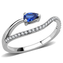 Silver Jewelry Rings Stainless Steel Rings DA273 Stainless Steel Ring with Synthetic in London Blue Alamode Fashion Jewelry Outlet