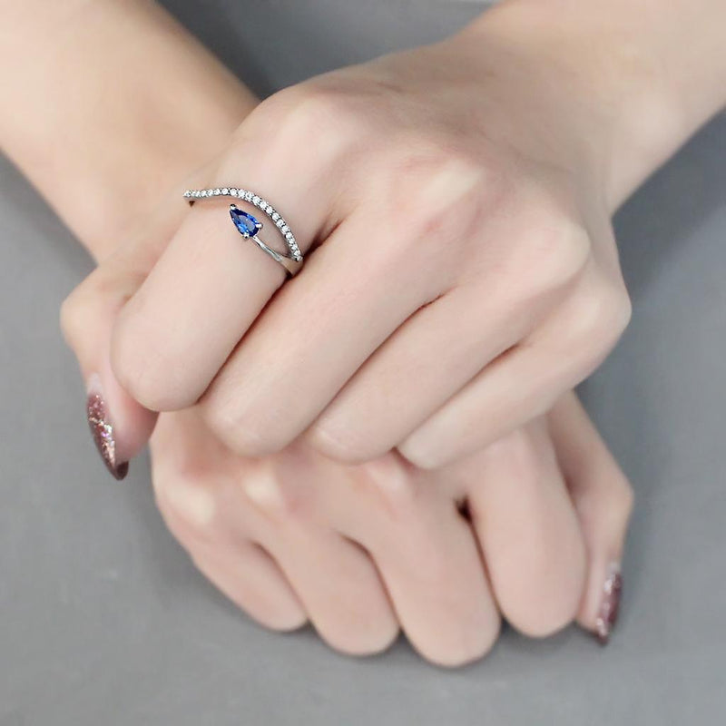 Silver Jewelry Rings Stainless Steel Rings DA273 Stainless Steel Ring with Synthetic in London Blue Alamode Fashion Jewelry Outlet